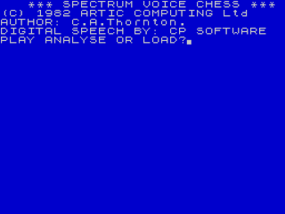 Spectrum Voice Chess title screen for ZX Spectrum
